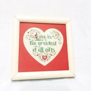 Love is the Greatest of all Gifts Framed with Mat 5" Finished Cross Stitch